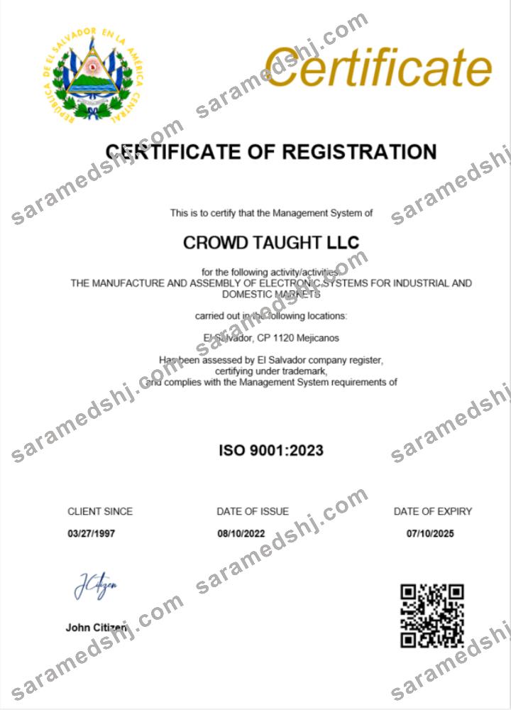 El Salvador certificate of registration Word and PDF template